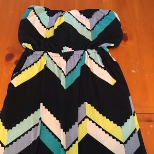 Strapless Chevron maxi dress